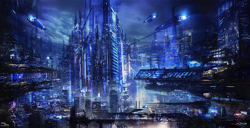 HD-wallpaper-futuristic-city-spaceship-skyscrapers-cyberpunk-sci-fi-fantasy iPhone 16 Wallpapers A Visual Delight Beyond Imagination